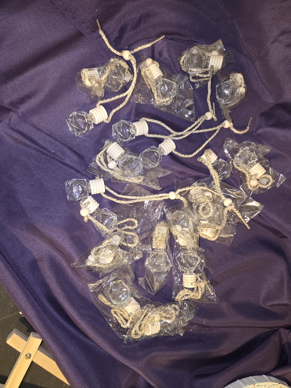 Set of 20 Clear Glass Hanging Bottles Air Fresheners with Natural Cord